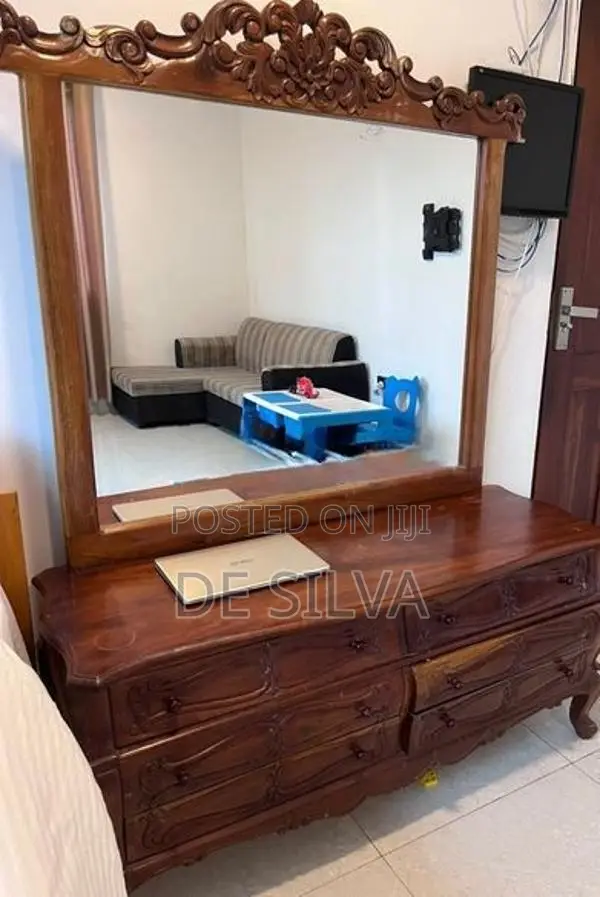 Solid Teak Dressing Table with Large Mirror
