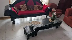 Luxury Hand-Carved Solid Kaluwara (Ebony) Sofa Set with Coffee Table