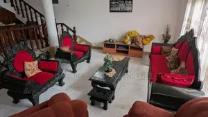 Luxury Hand-Carved Solid Kaluwara (Ebony) Sofa Set with Coffee Table