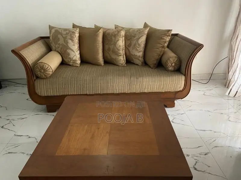 Premium 3+2+1 Wooden Sofa Set with Coffee Table