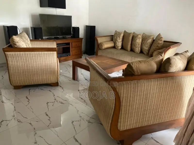 Premium 3+2+1 Wooden Sofa Set with Coffee Table