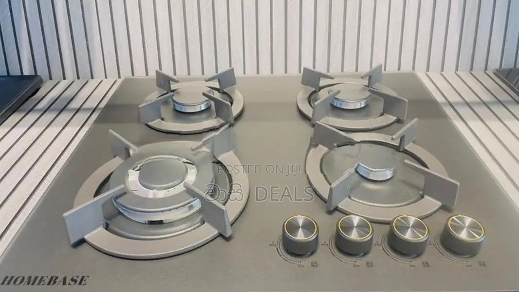 Home Base Black Stainless Steel 4 Burner Hob