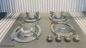 Home Base Black Stainless Steel 4 Burner Hob