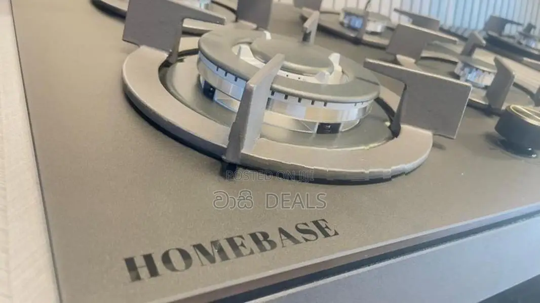 Home Base Black Stainless Steel 4 Burner Hob
