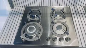 Home Base Black Stainless Steel 4 Burner Hob