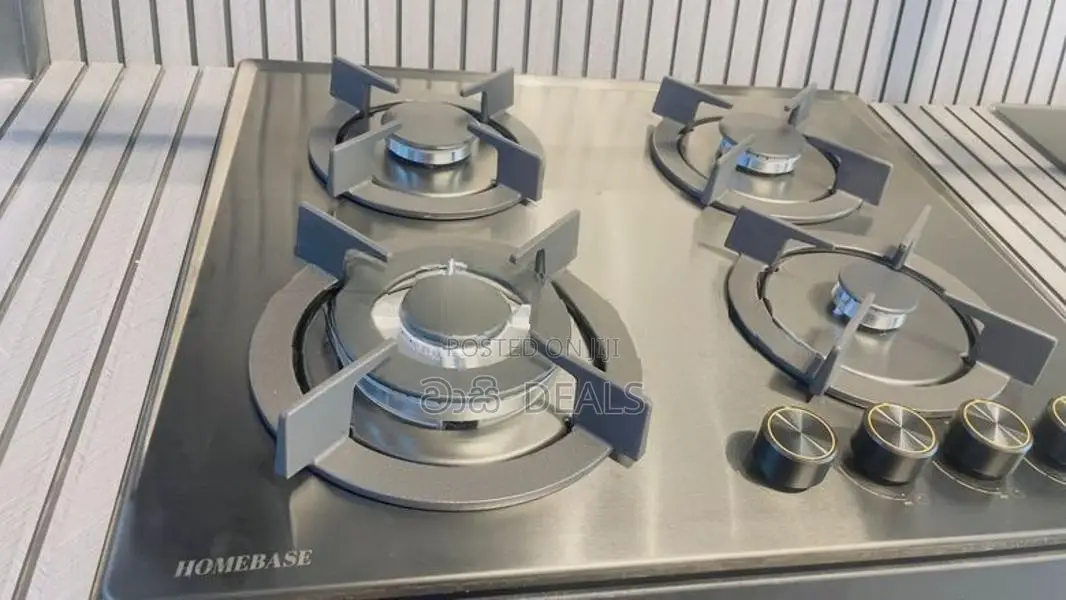 Home Base Black Stainless Steel 4 Burner Hob
