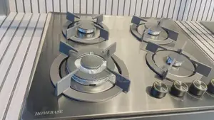 Home Base Black Stainless Steel 4 Burner Hob