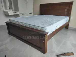 New 6x5 Teak 3.5 Leg Large Box Bed With Arpico Spring Mattress (Bb12