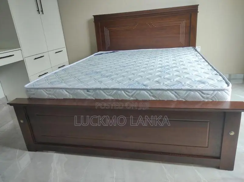 New 6x5 Teak 3.5 Leg Large Box Bed With Arpico Spring Mattress (Bb12