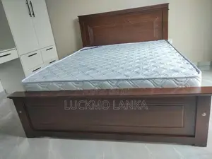New 6x5 Teak 3.5 Leg Large Box Bed With Arpico Spring Mattress (Bb12