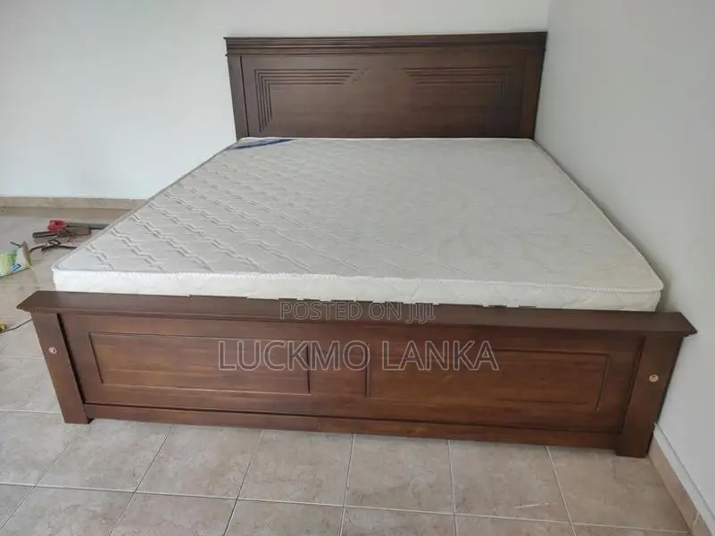 New 6x6 Teak 3.5 Leg Large Box Bed With Arpico Spring Mattress (Bb13)