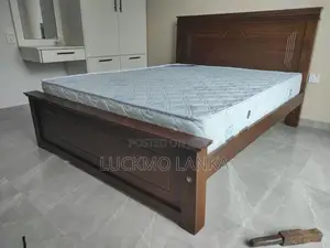 New 6x5 Teak 3.5 Leg Large Box Bed With Arpico Spring Mattress (Bb12