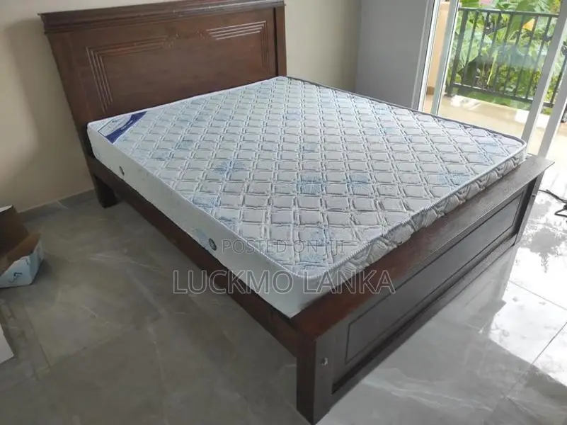 New 6x5 Teak 3.5 Leg Large Box Bed With Arpico Spring Mattress (Bb12