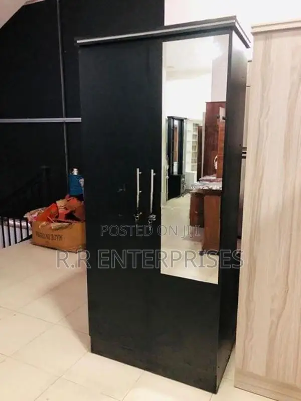 2D Black Melamine Wardrobes with Mirror
