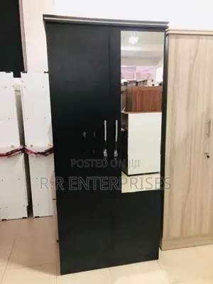 2D Black Melamine Wardrobes with Mirror