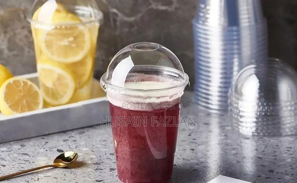 330ml Transparent Plastic Juice Cup with Dome Lid