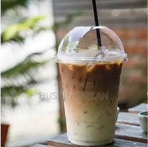 330ml Transparent Plastic Juice Cup with Dome Lid