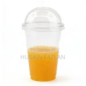 330ml Transparent Plastic Juice Cup with Dome Lid