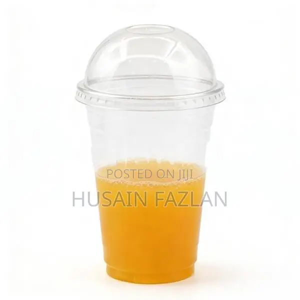 330ml Transparent Plastic Juice Cup with Dome Lid