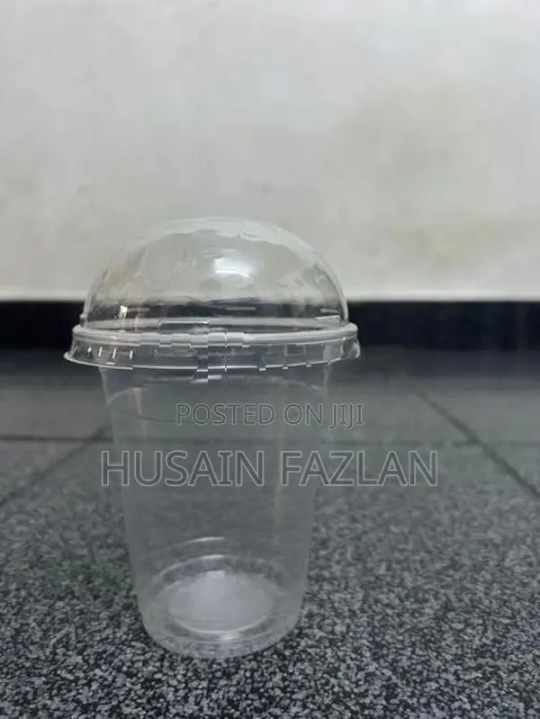 330ml Transparent Plastic Juice Cup with Dome Lid