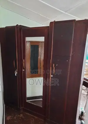 Antique Solid Burma Teak Wood 3-Door Wardrobe