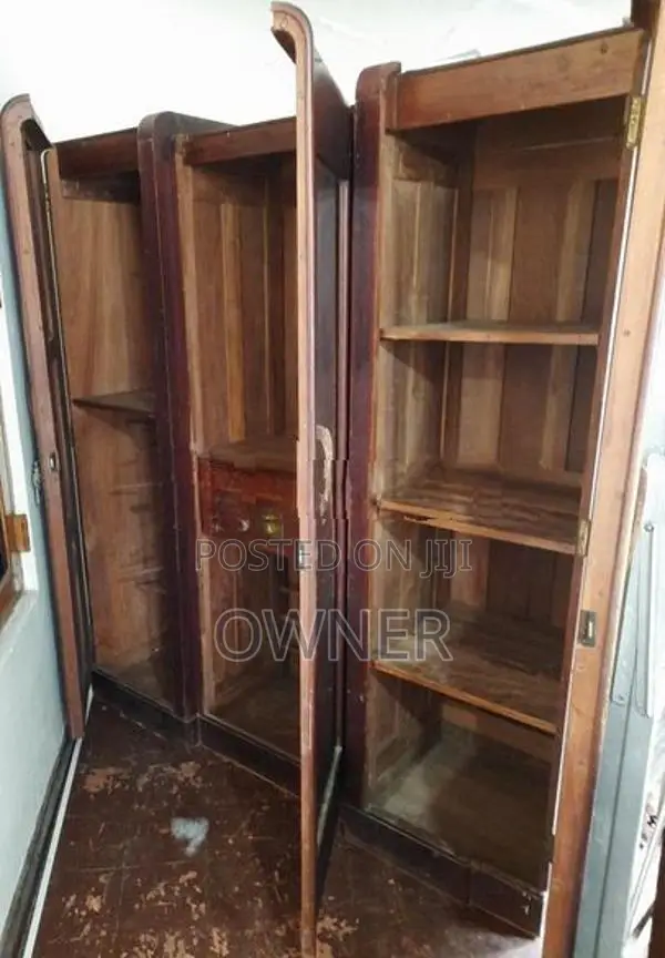 Antique Solid Burma Teak Wood 3-Door Wardrobe