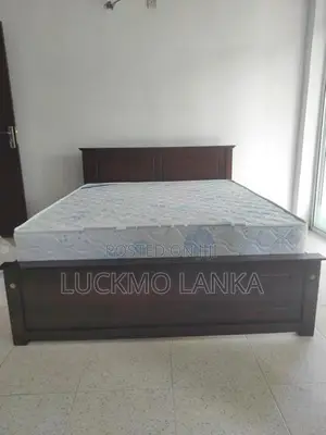 New 72"x60" (6x5) Size Teak Box Bed With Arpico Spring Mattress (Ee3)