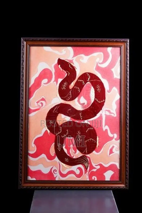 Handcrafted Chinese Dragon Textile Art Panel- Framed