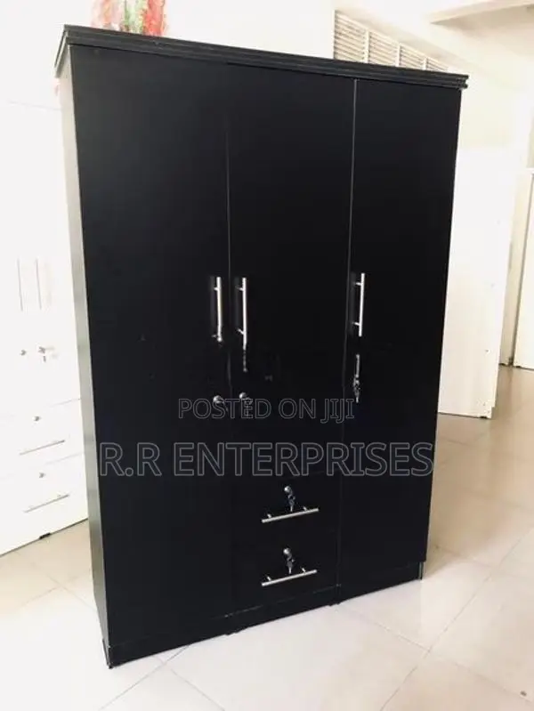 New 3 Door Black Melamine Wardrobes