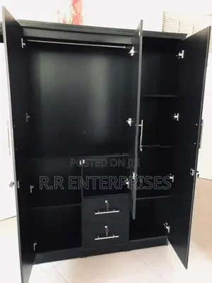 New 3 Door Black Melamine Wardrobes