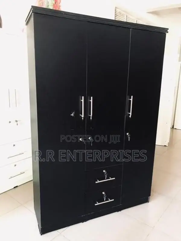 New 3 Door Black Melamine Wardrobes