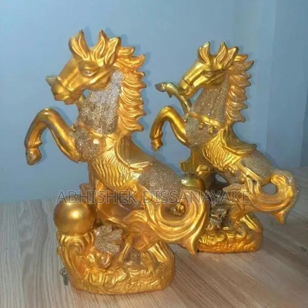 2 x Gold Horse Ornament