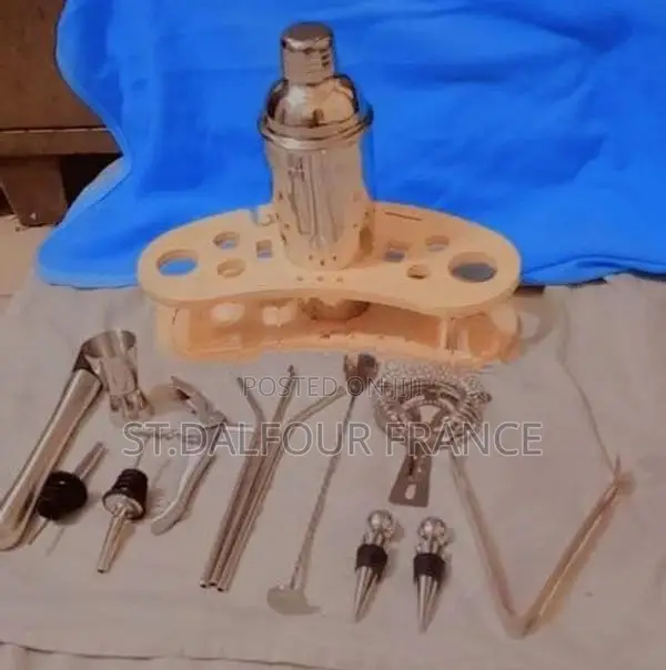 Cocktail Shaker Set with Wooden Stand
