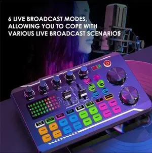 F998 Podcast Live Equipment, Professional Sound Card Mixer