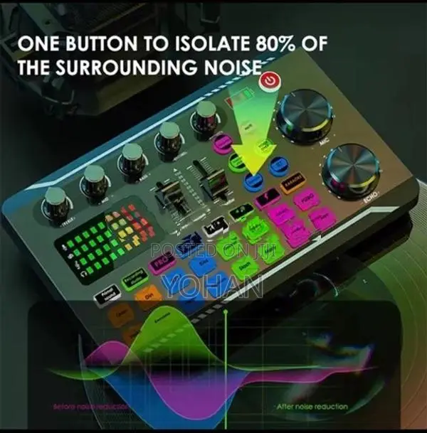 F998 Podcast Live Equipment, Professional Sound Card Mixer