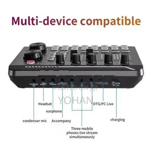 F998 Podcast Live Equipment, Professional Sound Card Mixer