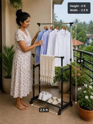 Double Pole Telescopic - Cloth Adjustable Rack