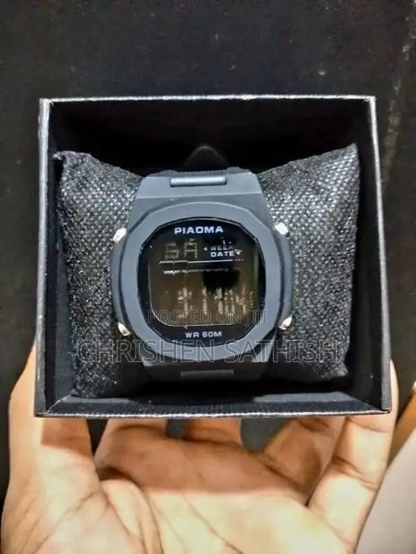 PIAOMA Square Matte Black Digital Sports Watch (Brand New with Box)