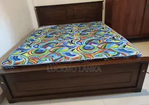 New 72"x60" (6x5) Size Teak Box Bed With Arpico Hybrid Mattress (Ff2)