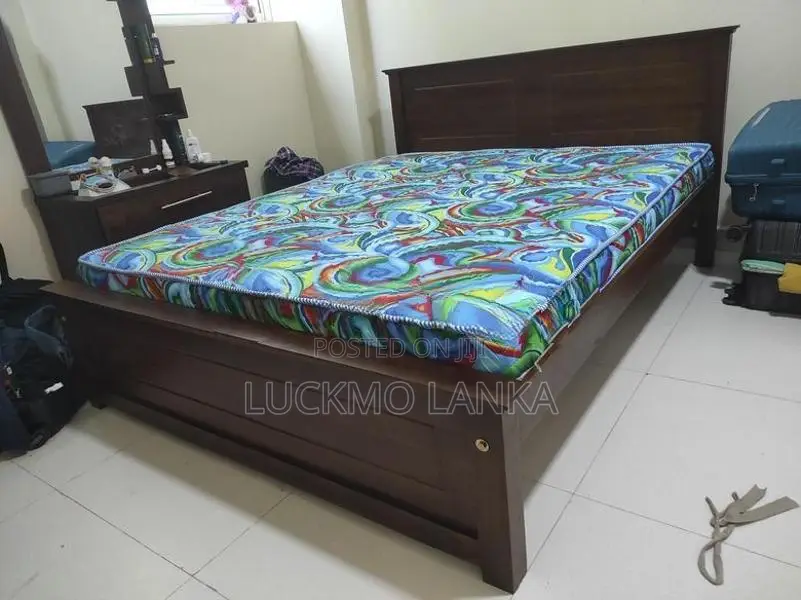 New 72"x60" (6x5) Size Teak Box Bed With Arpico Hybrid Mattress (Ff2)