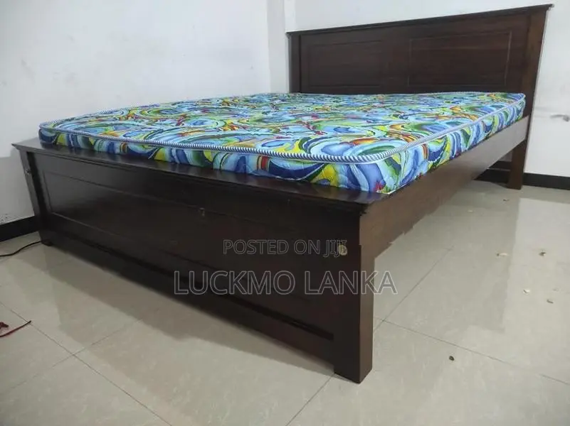 New 72"x60" (6x5) Size Teak Box Bed With Arpico Hybrid Mattress (Ff2)