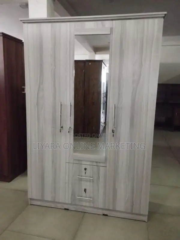 Melamine Wardrobe With Glass AA Colour