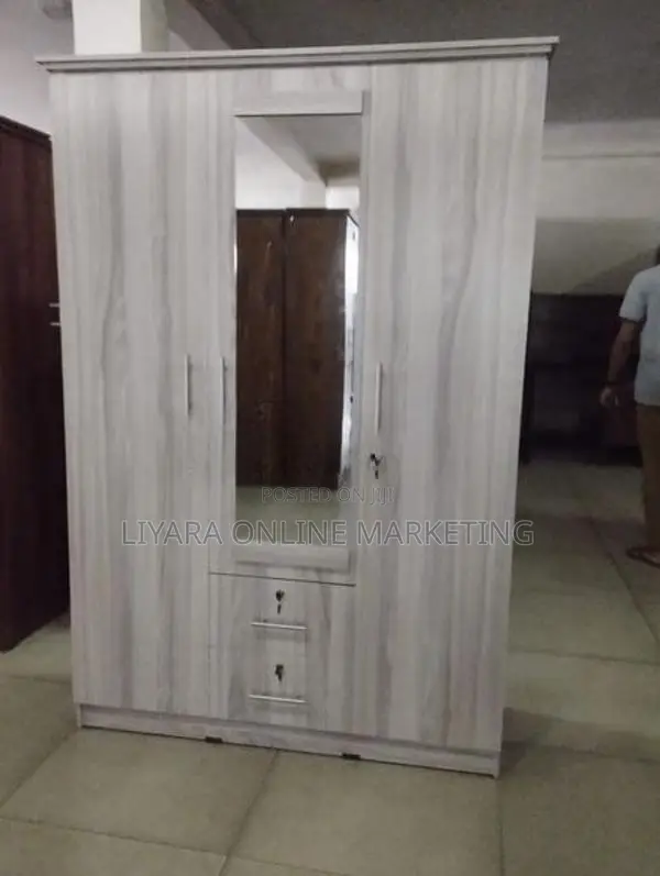 Melamine Wardrobe With Glass AA Colour