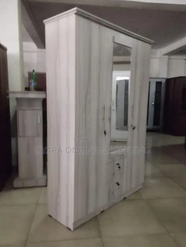 Melamine Wardrobe With Glass AA Colour