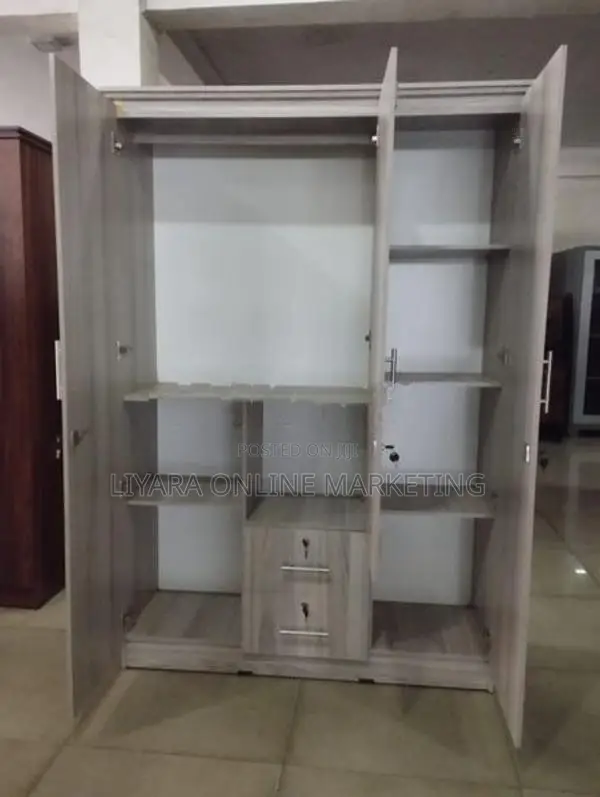Melamine Wardrobe With Glass AA Colour