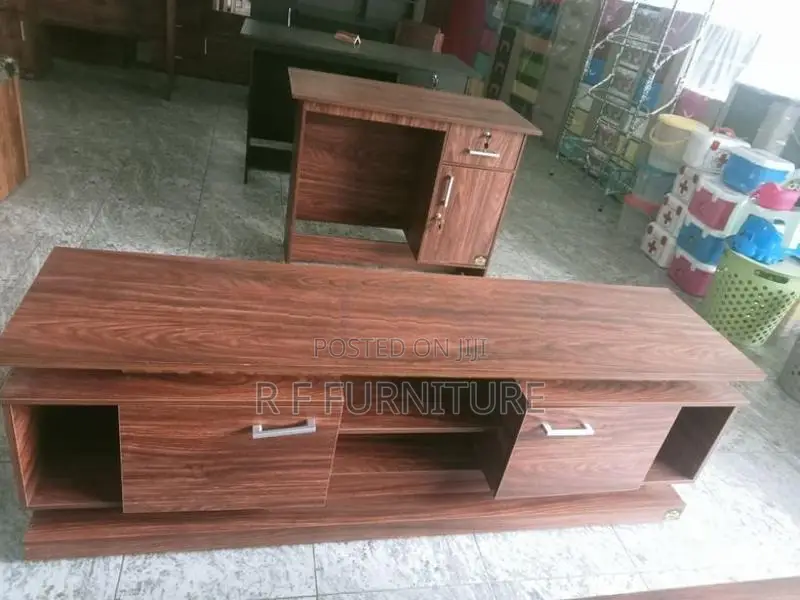 Melamine TV Stand with Setup Cupboard