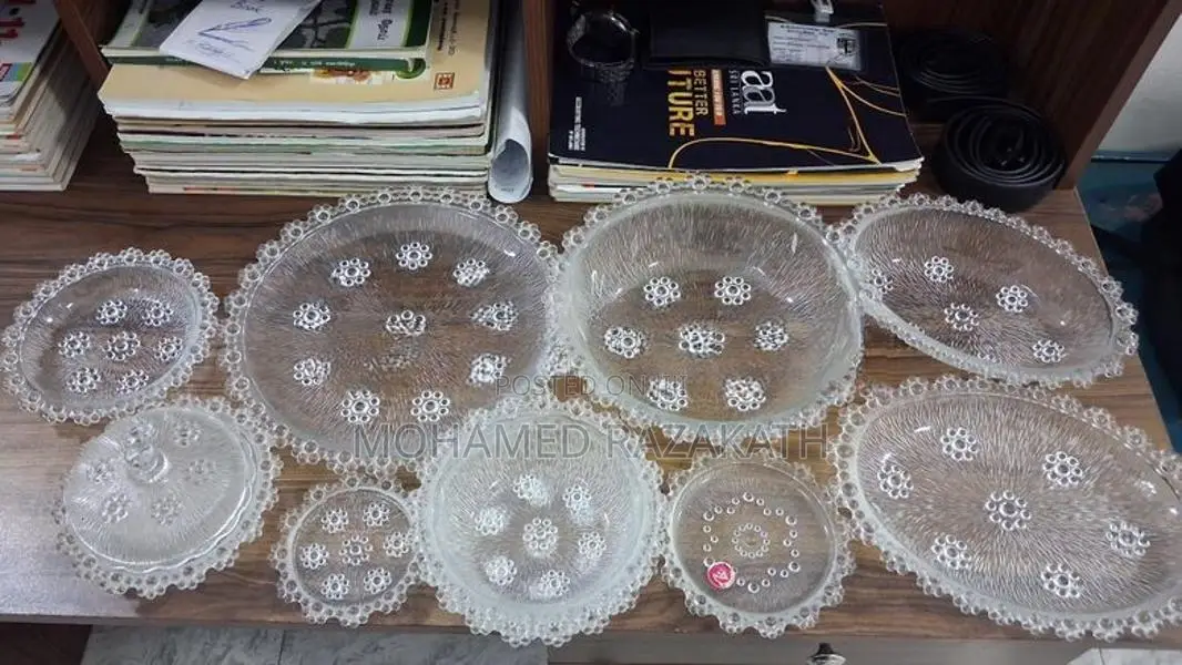 Vintage Clear Pressed Glass Serving Set Dinner