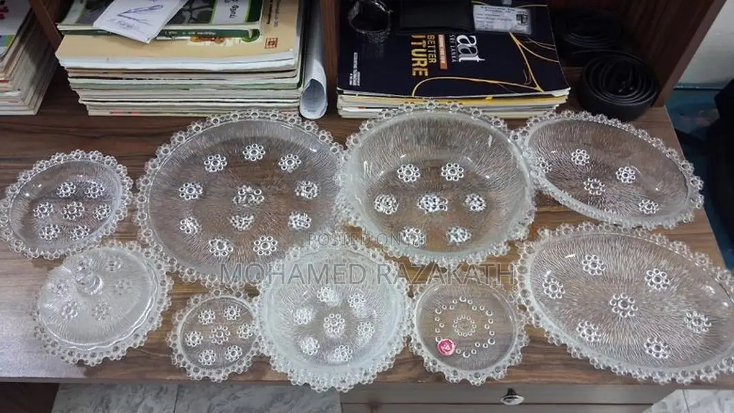 Vintage Clear Pressed Glass Serving Set Dinner