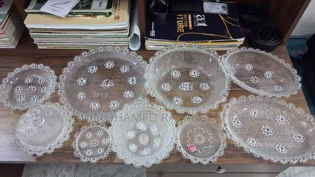 Vintage Clear Pressed Glass Serving Set Dinner