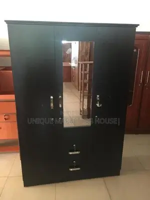 Modern Black Camiliya 3D Wardrobe with Mirror